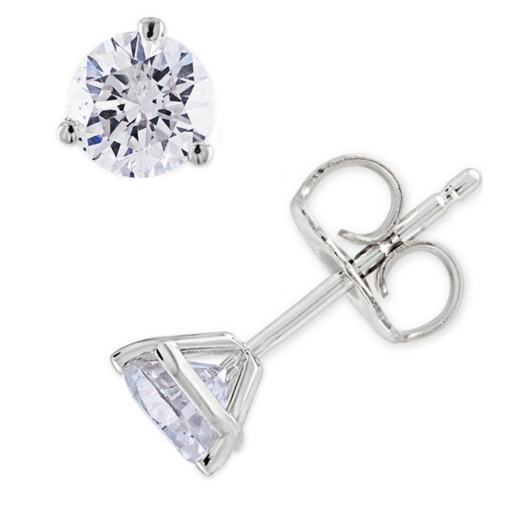 NWT-14k White Gold 1/2 ctw diamond earring studs-Real Diamonds and Real Gold